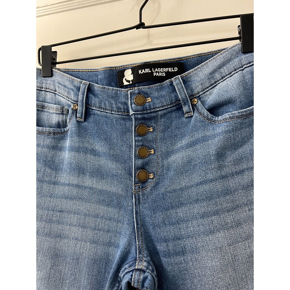 Karl Lagerfeld Paris Button Fly Raw Released Step Hem Jeans - Women's 4 - Picture 3 of 11